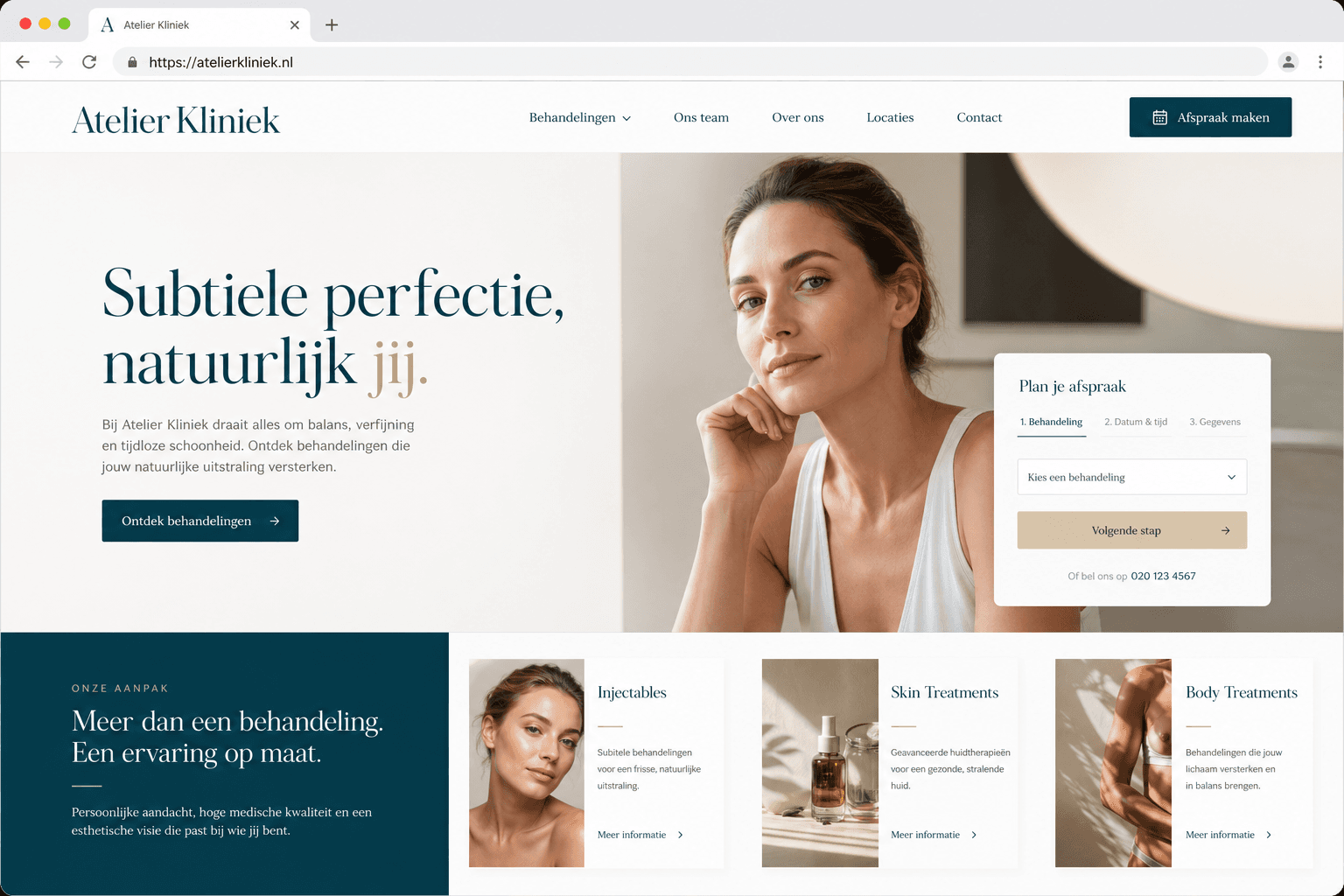 Voorbeeldontwerp Premium-pakket — illustratieve kliniek- of agencysite