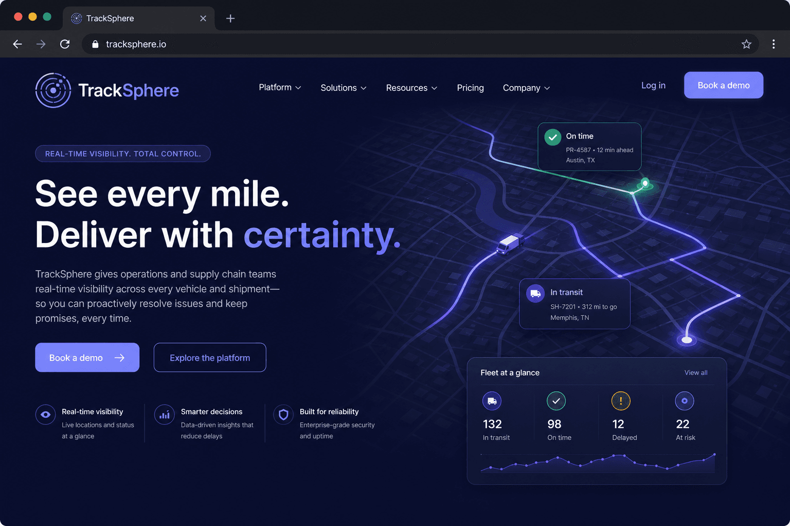 TrackSphere product UI